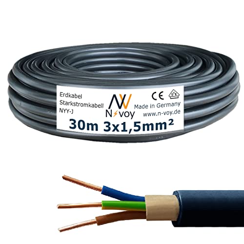 NYY-J 3x1,5 mm² 30m Erdkabel Starkstromkabel in Beton Erdreich nach DIN VDE 0276 M48 von N-voy