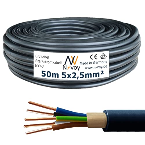 NYY-J 5x2,5 mm² 50m Erdkabel Starkstromkabel in Beton Erdreich DIN VDE 0276 M45 von N-voy