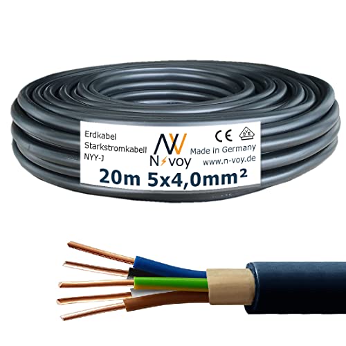 NYY-J 5x4,0 mm² 20m Erdkabel Starkstromkabel in Beton Erdreich nach DIN VDE 0276 M71 von N-voy