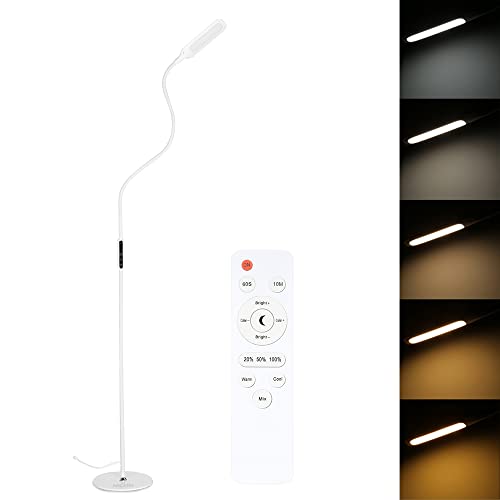 NACATIN LED Stehlampe dimmbar mit Fernbedienung, 9W LED Stehleuchte Modern für Wohnzimmer und Büro, 500 Lumen Leselampe Standleuchte mit Flexibler Schwanenhals von NACATIN