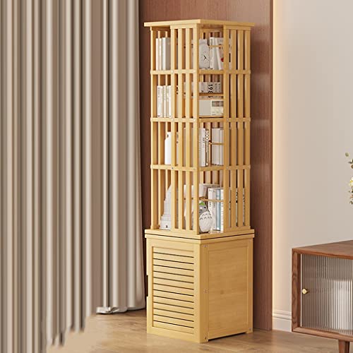 NADYE Bücherregal aus Massivholz für Wohnzimmer, leichtes drehbares Bücherregal mit rutschfesten Füßen, Zaun-Design (Original 37x37x172cm) von NADYE