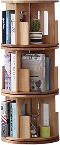 NADYE Bücherregal aus massivem Holz, 360° kreativ, drehbares Bücherregal, 3/4/5-stöckig, einfaches Holzregal, Boden, Multi-Store-Bücherturm (43.6 * 102cm) von NADYE
