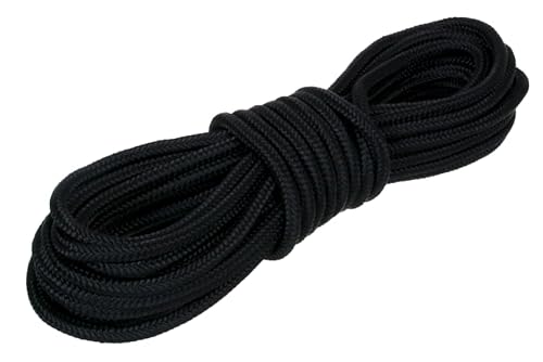 NAJDER - Polypropylen-Seil Textilseil Leine Schnur - Geflochtenes Seil Flechtleine mit Traglast bis 34200 N - Polypropylenseil 20 mm in Schwarz - 50 Meter von NAJDER