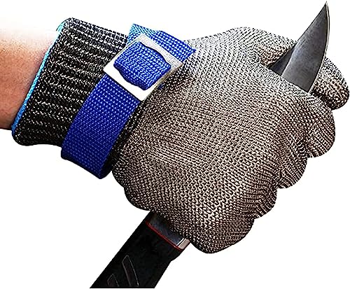 NAKEAH Schnittschutzhandschuhe, schnittfeste Stahldrahthandschuhe, Schutzhandschuhe aus Metall der Stufe 5, for Metzgerköche for Schneiden von Fleisch von NAKEAH