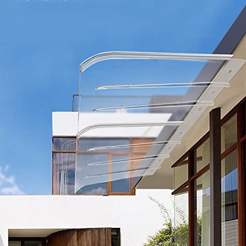 NAKEAH Sonnenblende und Regenüberdachung, wasserdichte Türmarkise, Haustürüberdachung, Gartenüberdachung, Fenster-Regenschutz, transparente Polycarbonat-Abdeckung, für Hof, Balkon, Terras von NAKEAH