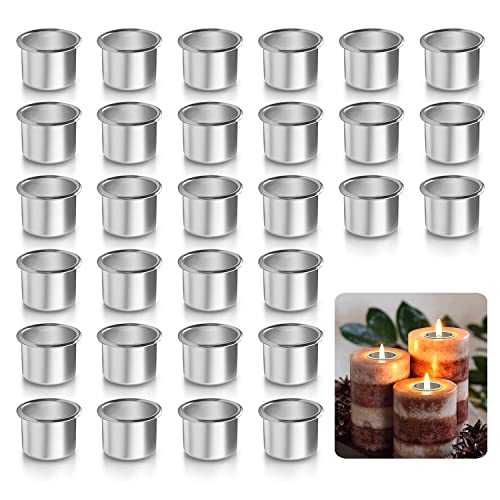 30 Stück Kerzenhalter Stabkerzen Silber Mini Kerzeneinsätze aus Metall 20 mm Aluminium Creative DIY Deko Klein Kerzenleuchter Tafelkerzen für Baumkerzen,Stabkerzenhalter,Teelichter von NAMIS