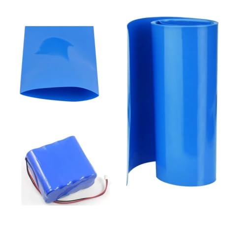 NAROSEBE 1 Rollen Batterie PVC Schrumpfschlauch Blaue Batterieschutzhülle Schrumpffolie Flache Verhältnis Kabelhülse Batterie Schrumpfen Sleeves Warmschrumpfschlauch für Batterie Akku, 3mx180mm von NAROSEBE