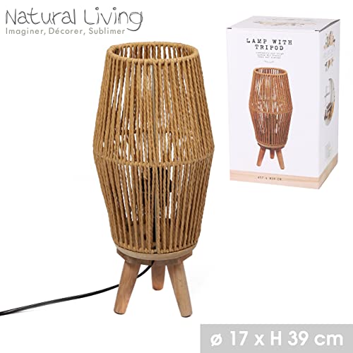 NATURAL LIVING LAMPE LEANDRA AUS SEIL MIT HOLZSTÄNDER D17CM X H39CM von NATURAL LIVING