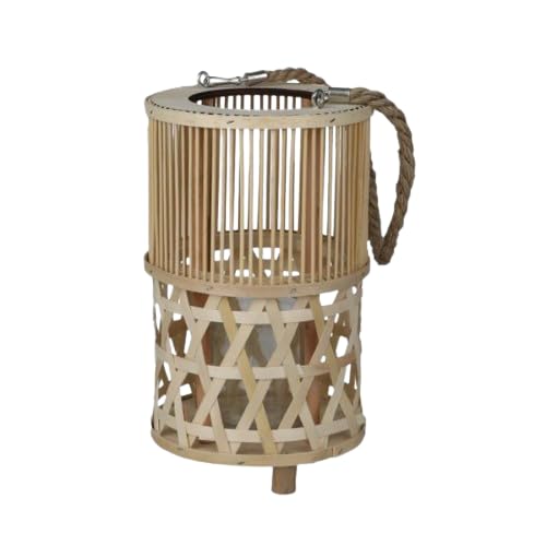 NATURAL LIVING Suzi Windlicht aus Bambus und Glas, Teelichthalter, 24 x 40 cm von NATURAL LIVING