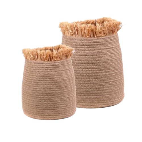 NATURAL LIVING " SET AUS 2 KÖRBEN" JUTE MIT BASTFRANSEN H25CM UND H31CM von NATURAL LIVING