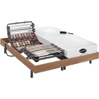 Relaxbett elektrisch - Matratzen mit Memory Schaum & Bambus - DAMYSOS von NATUREA - mit OKIN-Motor - 2 x 80 x 200 cm - Holzfarben von NATUREA