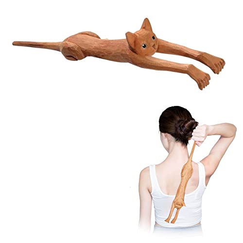 Cat-Shaped Back Scratcher,Back Scratcher Wood,rückenkratzer Holz,Körper Massagegerät,Geschenk für Sie und Ihn - perfekte Massage am Rücken, Nacken, Beine oder Fuß von NAUXIU