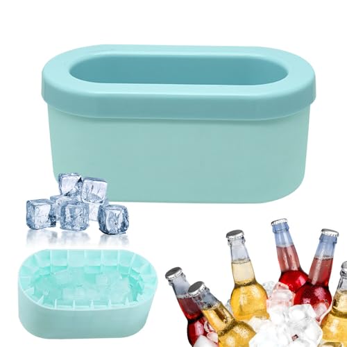 NAVESO Silikon Eiswürfelformen mit Deckel, Silikon Eiskübel, Silikon Eiswürfelform, Eiswürfelbereiter Becher, Silicone Ice Cube Mold, Eiswürfelschale für Kühlschrank, Ice Cube Press für Jedes Getränk von NAVESO