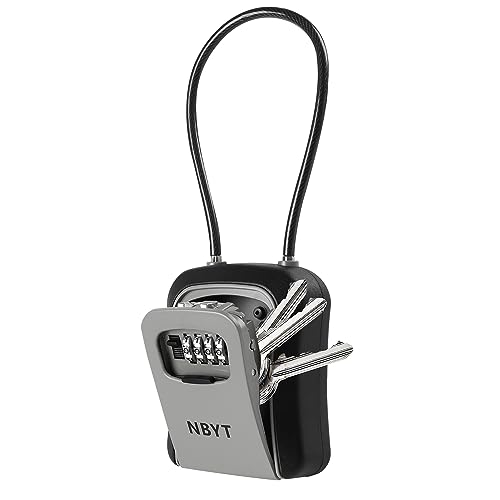 NBYT Tragbares Zahlenschloss Schlüsselkasten, für Hausschlüssel, Schlüsselverstecker zum Verstecken eines Schlüssels außerhalb, wasserdichter Schlüsselsafe (mit Stahlseil) von NBYT