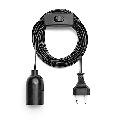 NCC-Licht Lampenfassung max. 60W E27 Schwarz 3,5m Kabel mit Stecker & Schalter von NCC-Licht