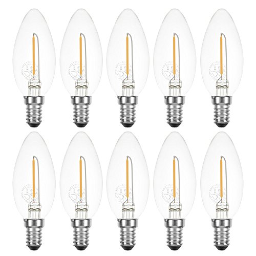 NCC-Licht 10 x LED Filament Kerze 1W fast wie 15W klar E14 100lm Glühlampe Fadenglühbirne warmweiß 2700K von NCC-Licht