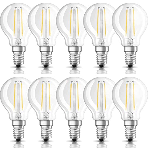 NCC-Licht 10 x LED Filament Leuchtmittel Tropfen 2,5W = 25W E14 klar 250lm 827 warmweiß 2700K von NCC-Licht