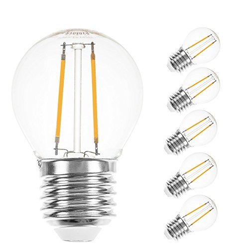 NCC-Licht LED Filament Tropfen Glühbirne 2W = 25W E27 klar Glühlampe 250lm Glühfaden Warmweiß (5 Stück) von NCC-Licht