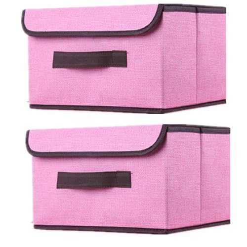 NCRGB 2 Stück Stoff Faltbare Aufbewahrungsboxen mit Deckel 26×19×16cm,Stoffaufbewahrungsbehälter mit Deckel,Kleiderschrank Organizer für Kleideraufbewahrung,Raumorganisation-Rosa von NCRGB