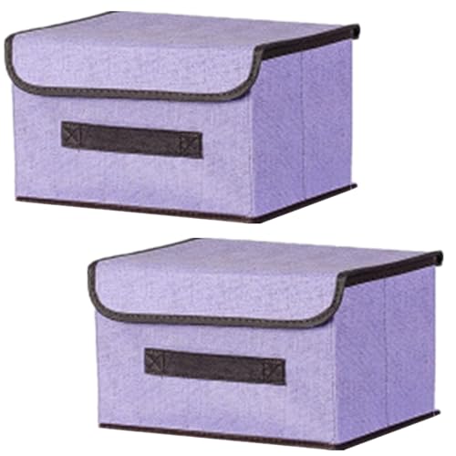 NCRGB 2 Stück Stoff Faltbare Aufbewahrungsboxen mit Deckel 26×19×16cm,Stoffaufbewahrungsbehälter mit Deckel,Kleiderschrank Organizer für Kleideraufbewahrung,Raumorganisation-Violett von NCRGB