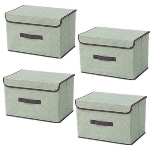 NCRGB 4 Stück Stoff Faltbare Aufbewahrungsboxen mit Deckel 36×23×24cm,Stoffaufbewahrungsbehälter mit Deckel,Kleiderschrank Organizer für Kleideraufbewahrung,Raumorganisation-Hellgrün von NCRGB