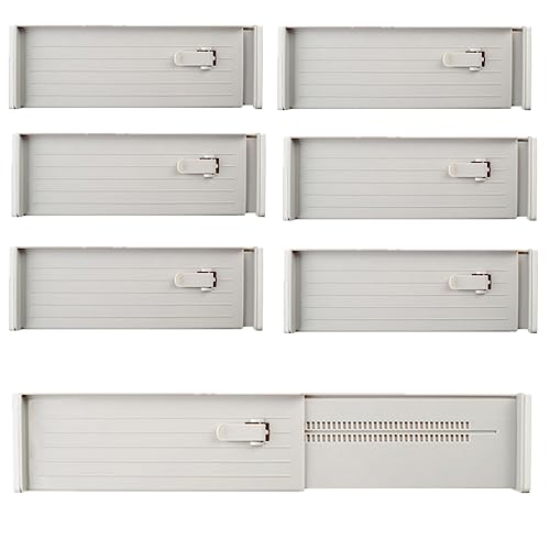 NCRGB 6 Schubladen Organizer Ordnungssystem,27-45cm Schubladentrenner Verstellbar,Schubladenteiler,Schubladen Trennsystem,Schubladen trenner,Drawer Dividers Für Küche,Schlafzimmer,Büro,Grau von NCRGB