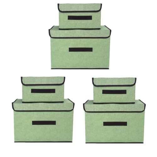NCRGB 6 Stück Stoff Faltbare Aufbewahrungsboxen mit Deckel (36cm/3 Pack+26cm/3 Pack) Stoffaufbewahrungsbehälter mit Deckel,Kleiderschrank Organizer für Kleideraufbewahrung,Raumorganisation-Hellgrün von NCRGB