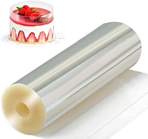 NCRGB Tortenrandfolie,10m Lang Transparent Acetat Rolle Verdicken,Acetat Kuchenstreifen Wiederverwendbar für Tortendeko Schokolade Mousse Kuchen Dessertringe (20cm Dick×10m) von NCRGB