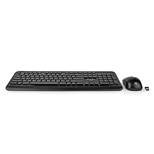 Nedis KBMCW100BKUS Maus und Tastatur-Set | Wireless | Maus- und Tastaturverbindung: USB | 800/1200 / 1600 DPI | Einstellbar DPI | QWERTY | US-Layout von NEDIS