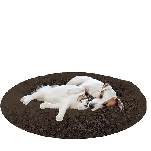 NENIUX Donut Haustierbett, Hundebett Katzenbett Hundekissen, Rund aus Plüsch Hundesofa, Rutschfestes Haustier Sofa Katzen Kissen katzenkorb für Kleine, Mittelgroße & Große Hunde, Katzen(100cm/39inch) von NENIUX