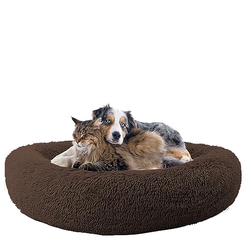 NENIUX Rund Hundebett Katzenbett Hundekissen, Waschbar Katzenkissen Katzenkorb Hundesofa, Donut Welpen Kissen, Anti Angst Hundekorb für Kleine, Mittelgroße & Große Hunde, Katzen(100cm/39inch) von NENIUX