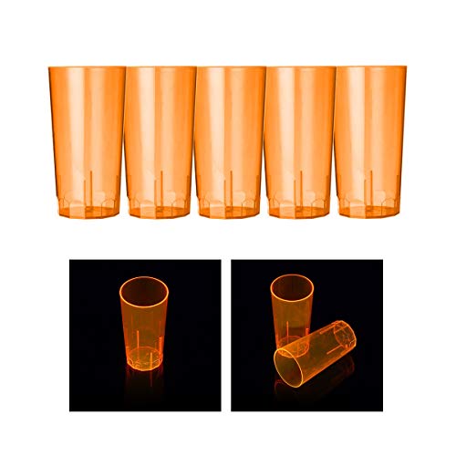 FUNS NEON STYLES - UV Leucht-Becher/Longdrink-Becher (250 ml), in orange Neonfarbe, 5 Stück in einem Set, brillant im Tageslicht - noch intensiver leuchtend unter Schwarzlicht von NEON STYLES