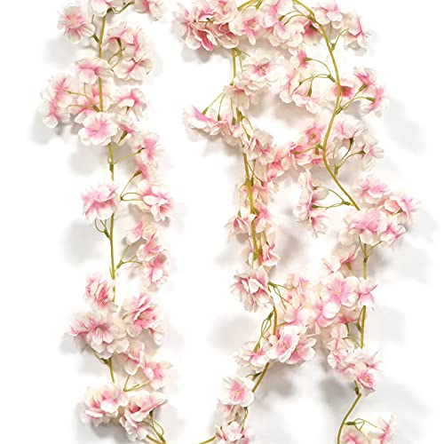 2er Stück (Blumenrebe 1.8m) künstliche Blumen, Kirschblüte Hängen Reben, Rosa Hängen Reben, Kirschblüten Girlande, Seidenblume Vine für Hochzeit Hausgarten Party Decor von NEUSID