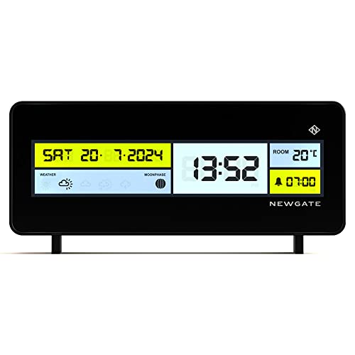 NEWGATE® Futurama Moderner LCD-Wecker – Nachttischuhr – Schreibtischuhr – Digitalwecker – Schlafzimmerzubehör – LCD-Display – Bürouhr – 12/24-Stunden-Anzeige – Schwarz von NEWGATE