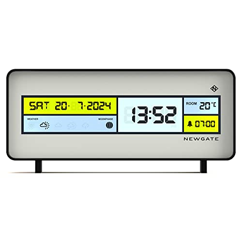 NEWGATE® Futurama Moderner LCD-Wecker – Nachttischuhr – Schreibtischuhr – Digitalwecker – Schlafzimmerzubehör – LCD-Display – Bürouhr – 12/24-Stunden-Anzeige – Weiß von NEWGATE