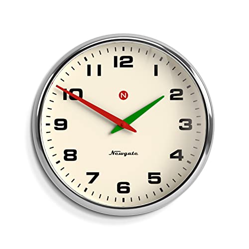 NEWGATE® Superstore Wanduhr – Große Wanduhr – Wohnzimmeruhr – Bürouhr – Runde Uhr – Konvexes Glas – Designeruhr – Retro-Uhr – Arabische Ziffern (Chrom) von NEWGATE