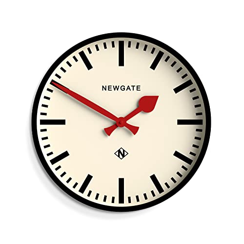 NEWGATE® Universal Wanduhr Wanduhren - Runde Uhr - Küchenuhr - Uhren für Wohnzimmer - Bürouhr - Bahnhofsuhr - Tiefer gerader Schnitt Gehäuse - Markierungszifferblatt (Schwarz) von NEWGATE
