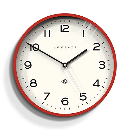 NEWGATE Number Three Echo Moderne Wanduhr Wanduhren – Runde Uhr – Küchenuhr – Uhren für Wohnzimmer – Bürouhr – Numerisches Zifferblatt (Feuerwehrauto Rot) von NEWGATE