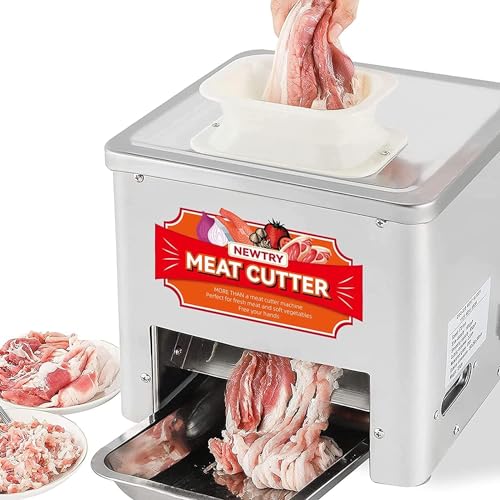 NEWTRY Kommerzieller Fleischschneider Mit 10 mm Klinge 160KG/H Fleischschneidemaschine Zutaten Schneidemaschine für Restaurants, Kantinen, Metzgereien von NEWTRY