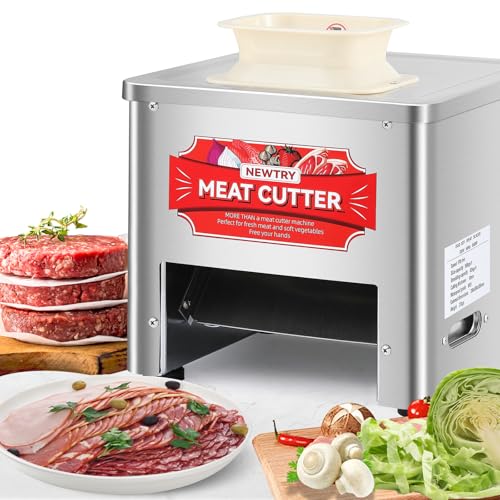 NEWTRY Kommerzieller Fleischschneider Mit 7mm Klinge 160KG/H Fleischschneidemaschine Zutaten Schneidemaschine für Restaurants, Kantinen, Metzgereien von NEWTRY