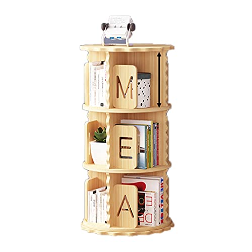 Bücherregale, drehbares Bücherregal, 360°-Bücherregal, Bodenregal, Eckregal für Bücher, mehrschichtiges, multifunktionales Bücherregal (Holz, 3 Schichten (48 x 98 cm)) von NGFG-JQB