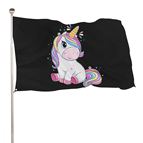 Dekorative Gartenflagge, Hof-Banner, Einhorn-Regenbogen-Haardruck, alle Jahreszeiten, Urlaub, Willkommensgartenflaggen, Rasendekoration, 60 x 90 cm von NIBABA