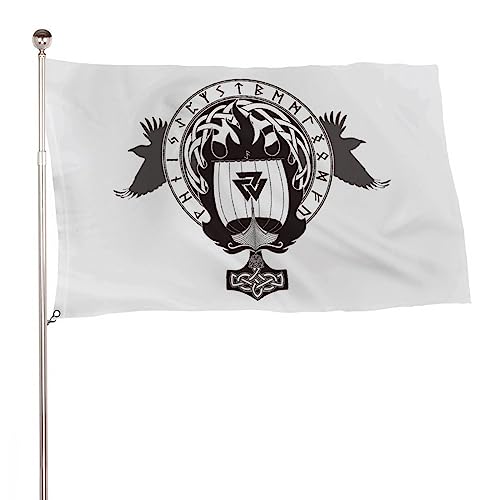 Dekorative Gartenflagge, Hofbanner, Kriegsschiff, Wikinger, Drakkar Valhalla, nordischer Druck, Willkommensflagge, Rasen, hängende Dekoration, 90 x 150 cm von NIBABA