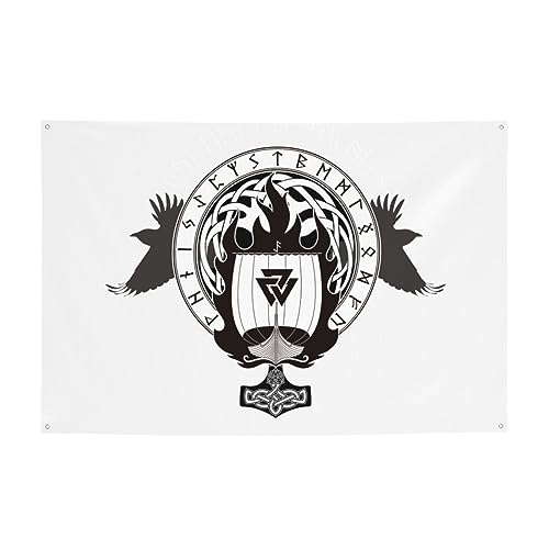 Dekoratives Hausgarten-Banner, Kriegsschiff, Wikinger, Drakkar Valhalla, nordischer Druck, Urlaub, Willkommensrasen, hängende Dekoration, Partyflagge, Hintergrund, 120 x 180 cm von NIBABA