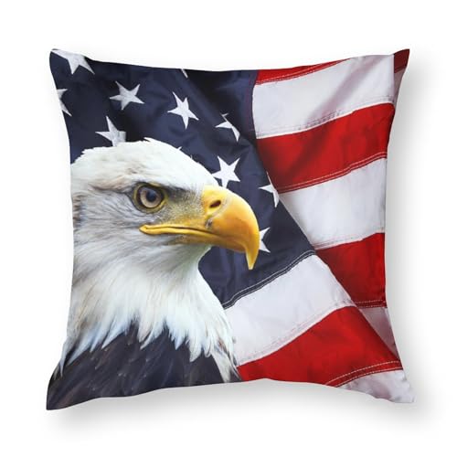 NIBABA Kissenbezüge, 1 Stück, Adler, amerikanische Flagge, Freiheit, dekorative Kissenbezüge, 35 x 35 cm, weiches Polyester, quadratisch von NIBABA