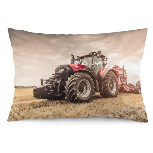 NIBABA Kissenbezüge, 1 Stück, roter Traktor, dekorative Kissenbezüge, 40 x 60 cm, weiches Polyester, quadratisch von NIBABA