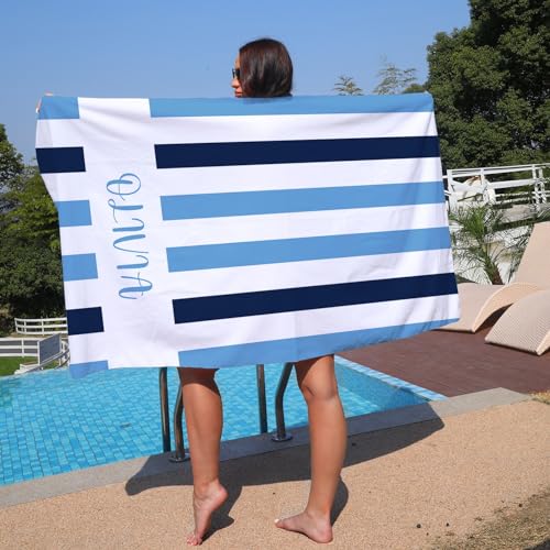 NIBESSER Badetuch mit Namen Personalisiertes Strandtuch Mikrofaser Handtuch Ultra Leicht Sandfreies Damen Strandtuch XXL für Strand, Reise, Sauna, 75x150cm von NIBESSER