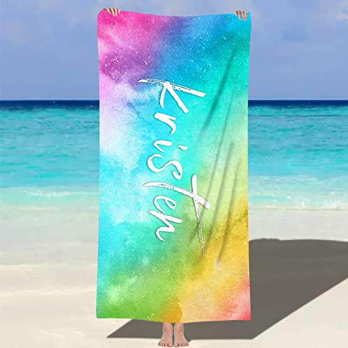 NIBESSER Personalisiertes Strandtuch mit Namen 76x152cm Mikrofaser Strandtuch schnell trocknendes Badetuch Personalisierte Geschenke für den Strand, Reise, Sauna von NIBESSER