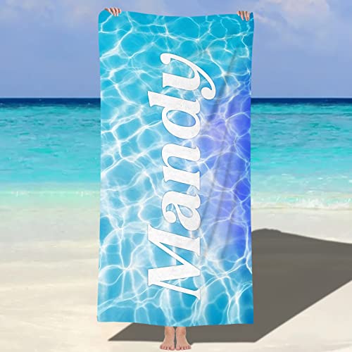 NIBESSER Personalisiertes Strandtuch mit Namen ohne Sand Schnell TrocknendesHandtuch Klein und leicht Mikrofaser Badetuch Personalisierte Geschenke für den Strand, Reise, Schwimmen 76x152cm von NIBESSER