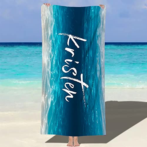 NIBESSER Personalisiertes Strandtuch mit Namen ohne Sand Schnell TrocknendesHandtuch Klein und leicht Mikrofaser Badetuch Personalisierte Geschenke für den Strand, Reise, Schwimmen 76x152cm von NIBESSER